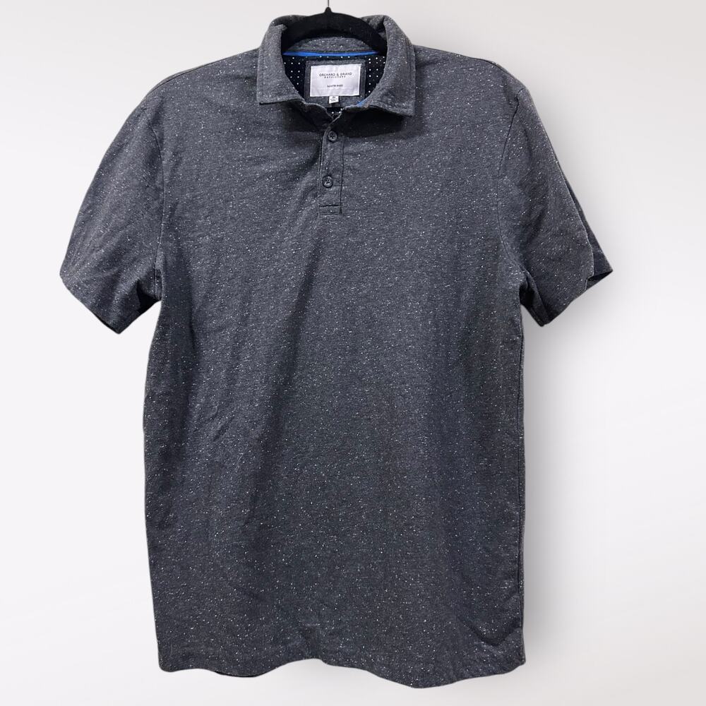 Orchard & Grand | Medium Men's Cotton Blend Gray Marbled Short Sleeve Polo Shirt